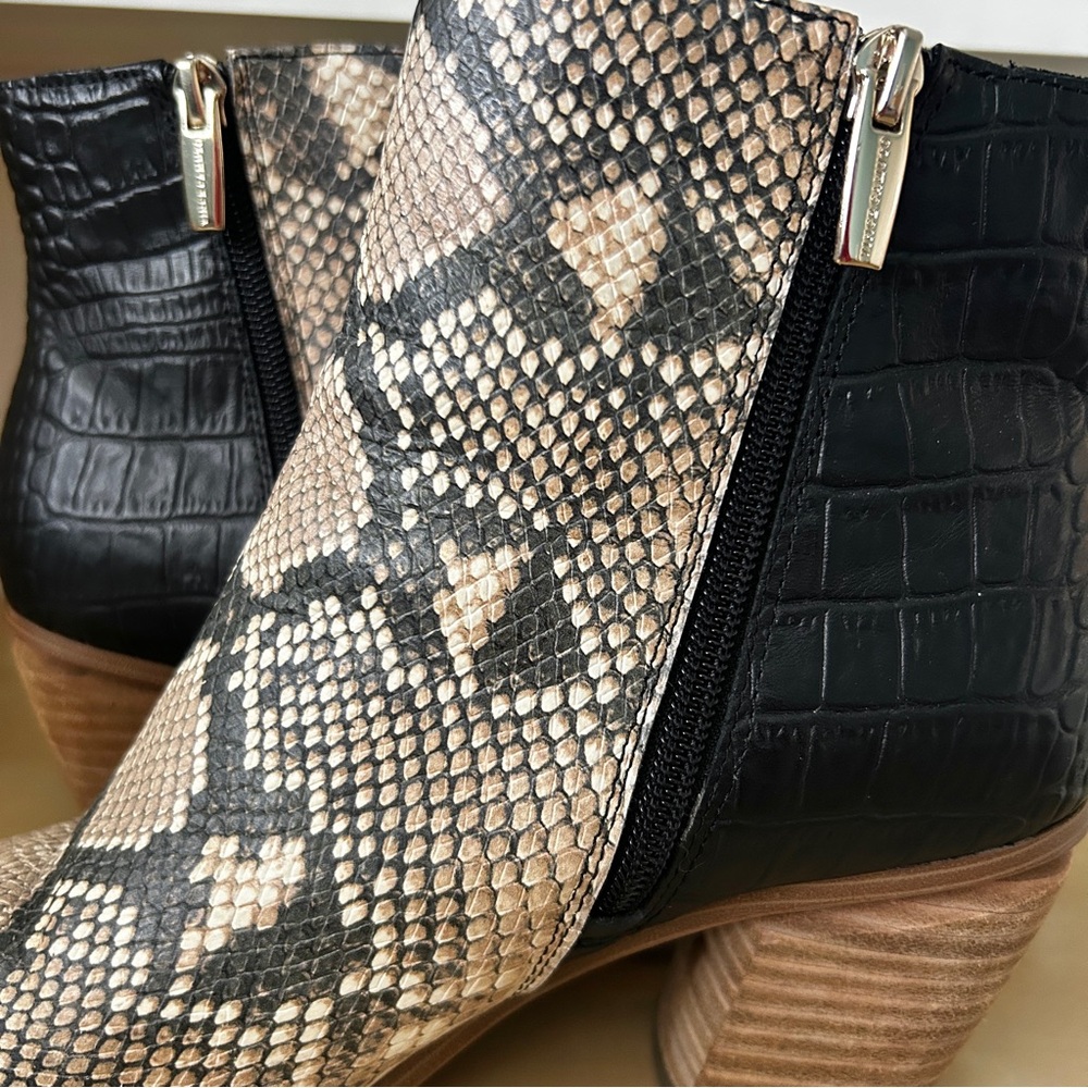 Vince Camuto Snakeprint Grasem Leather Ankle Booties - Picture 8 of 16